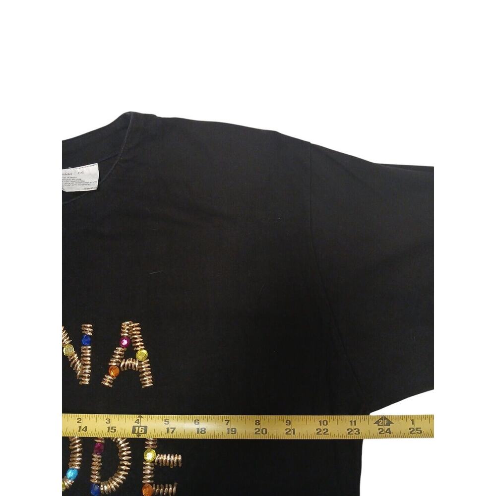 Donna La Mode Jeweled T-shirt Size L Black GOLD BEADED Super Fancy Bling Party - Picture 8 of 13